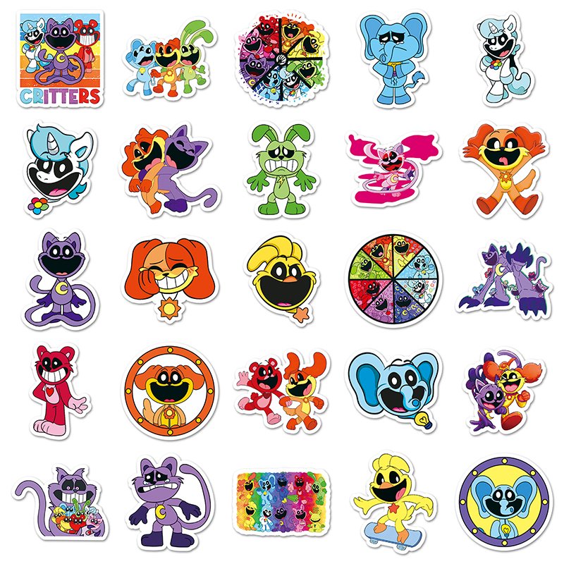 50pcs High Quality Horror Game Cartoon Sticker Waterproof Decoration Custom Smiling Ccritters Sticker