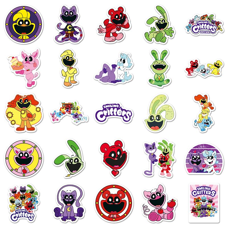 50pcs High Quality Horror Game Cartoon Sticker Waterproof Decoration Custom Smiling Ccritters Sticker