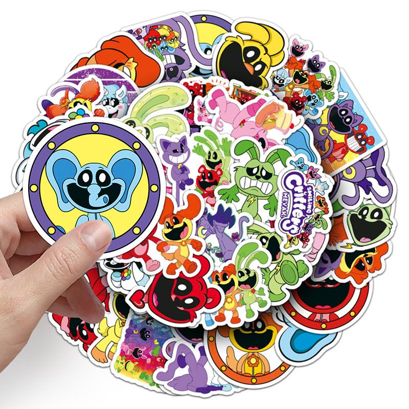 50pcs High Quality Horror Game Cartoon Sticker Waterproof Decoration Custom Smiling Ccritters Sticker