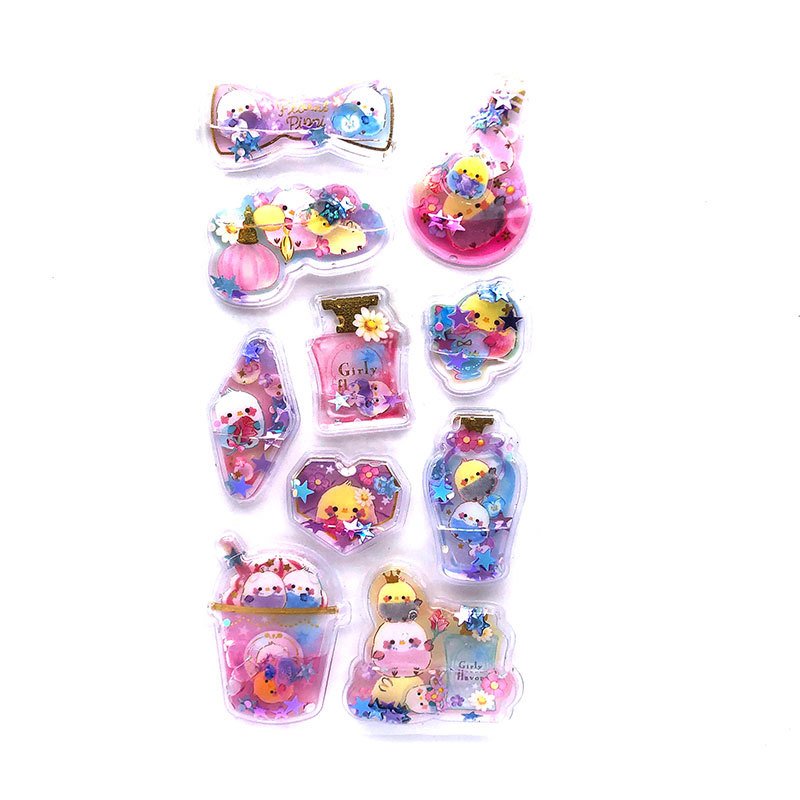 Manufacturers Shake Cartoon Three-dimensional Shaking Water Filling Oil Decoration Blister 3D Toy Stickers