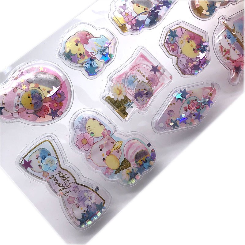 Manufacturers Shake Cartoon Three-dimensional Shaking Water Filling Oil Decoration Blister 3D Toy Stickers