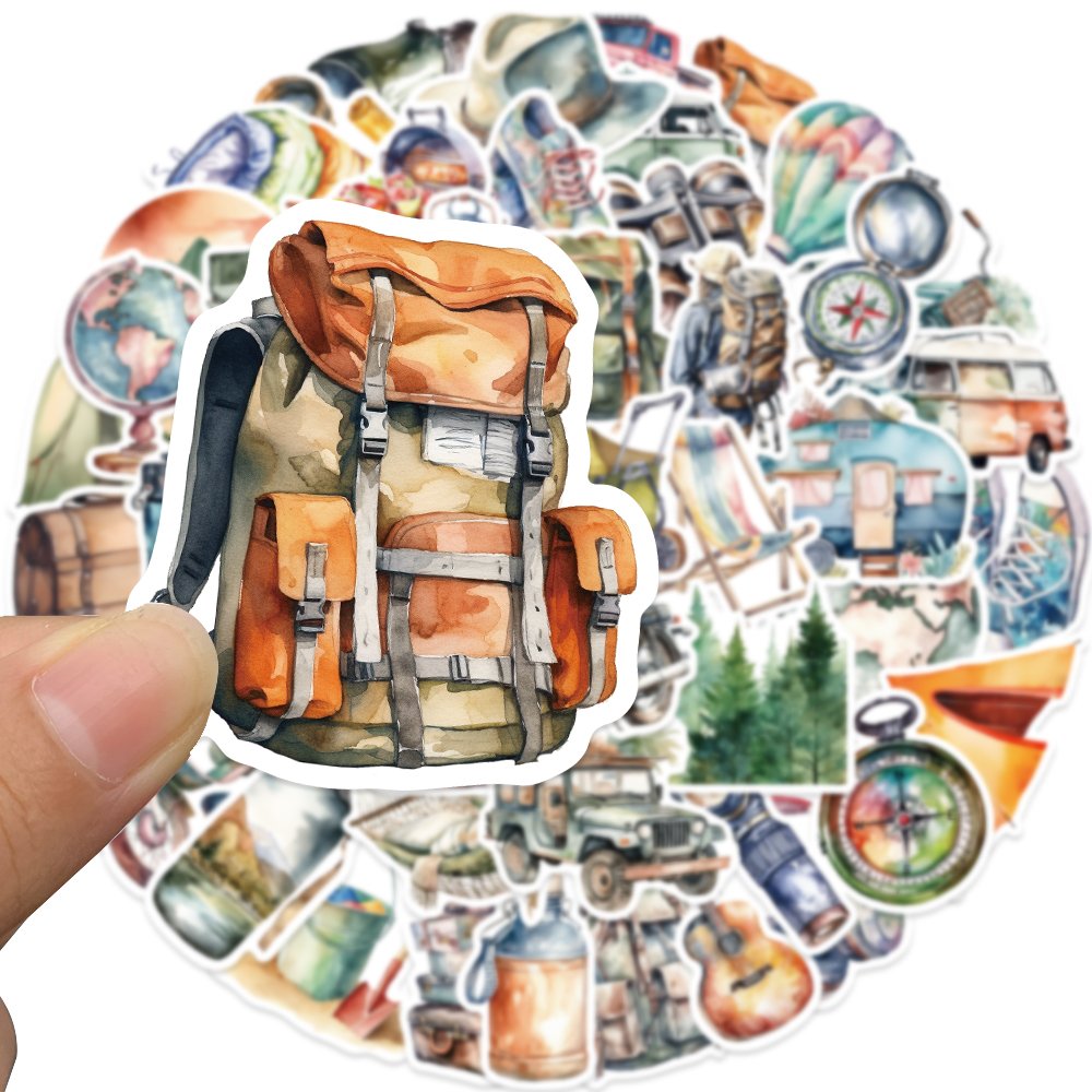 50pcs Cartoon Outdoor Travel Graffiti Waterproof Stickers Creative Trendy Notebook Refrigerator Mug Cardecoration Stickers