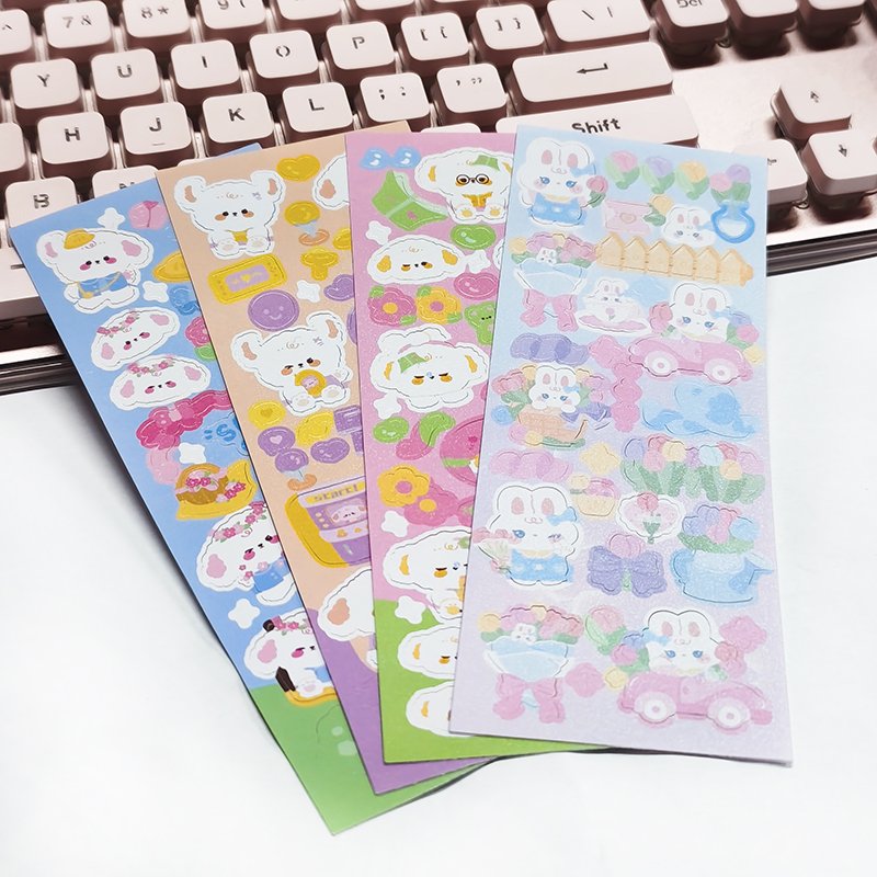 Self Adhesive Custom Vinyl Decorative Cartoon Holographic Sticker Sheet Waterproof Pvc Logo Kiss Cut Stickers