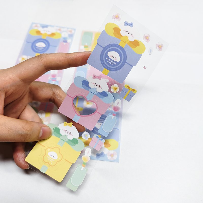 Self Adhesive Custom Vinyl Decorative Cartoon Holographic Sticker Sheet Waterproof Pvc Logo Kiss Cut Stickers