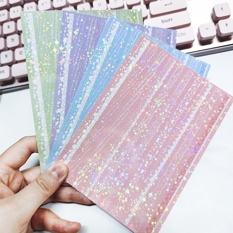 Self Adhesive Custom Vinyl Decorative Cartoon Holographic Sticker Sheet Waterproof Pvc Logo Kiss Cut Stickers