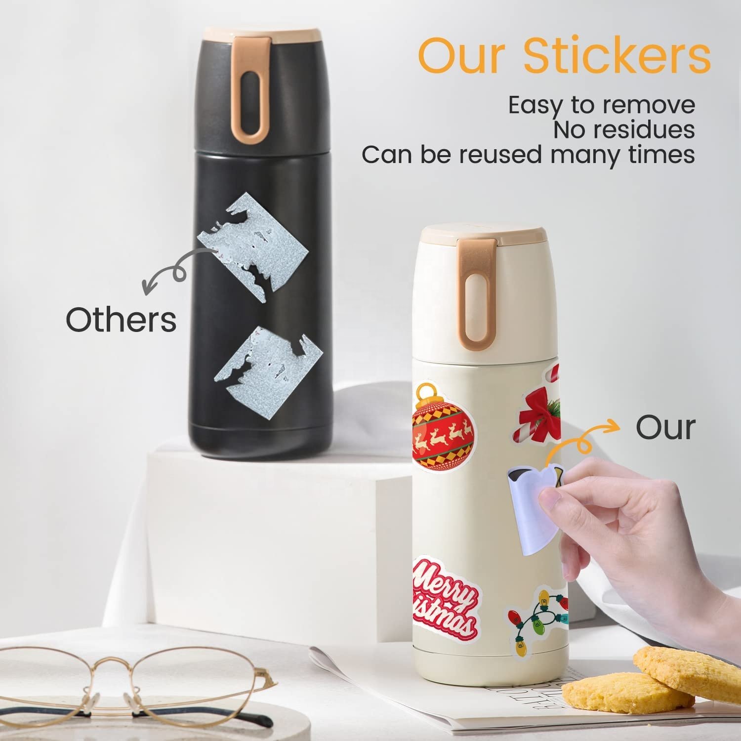 Christmas Decorations 400 PCS Water Bottle Stickers for Kids Teens Cute Vinyl Waterproof Laptop Skateboard Stickers
