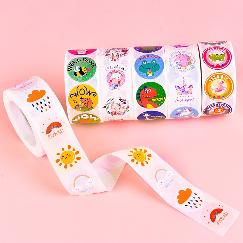 Custom Removable Adhesive Vinyl Paper Kawaii Cute Cartoon Animals School Teacher Supplies Child Reward Stickers For School
