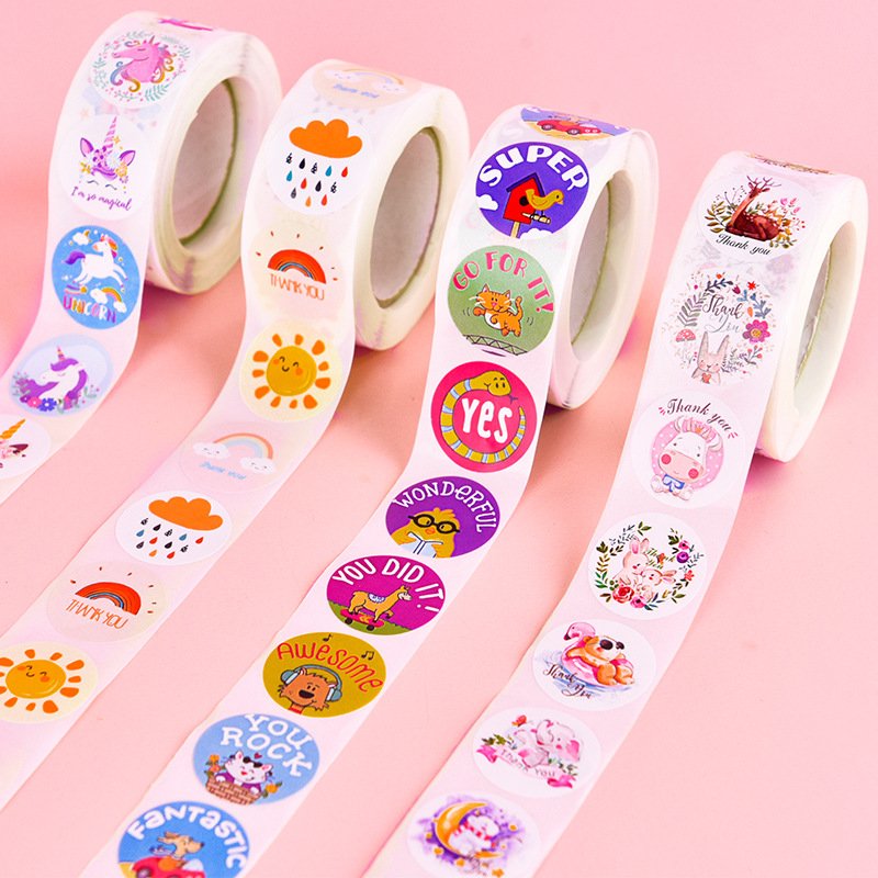 Custom Removable Adhesive Vinyl Paper Kawaii Cute Cartoon Animals School Teacher Supplies Child Reward Stickers For School