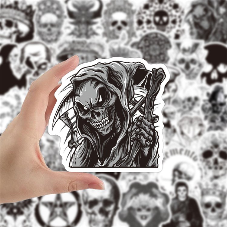 50Pcs Pvc Wallpaper black and white human skeleton Sticker Waterproof For Luggage Laptop Skateboard Graffiti Sticker Pack