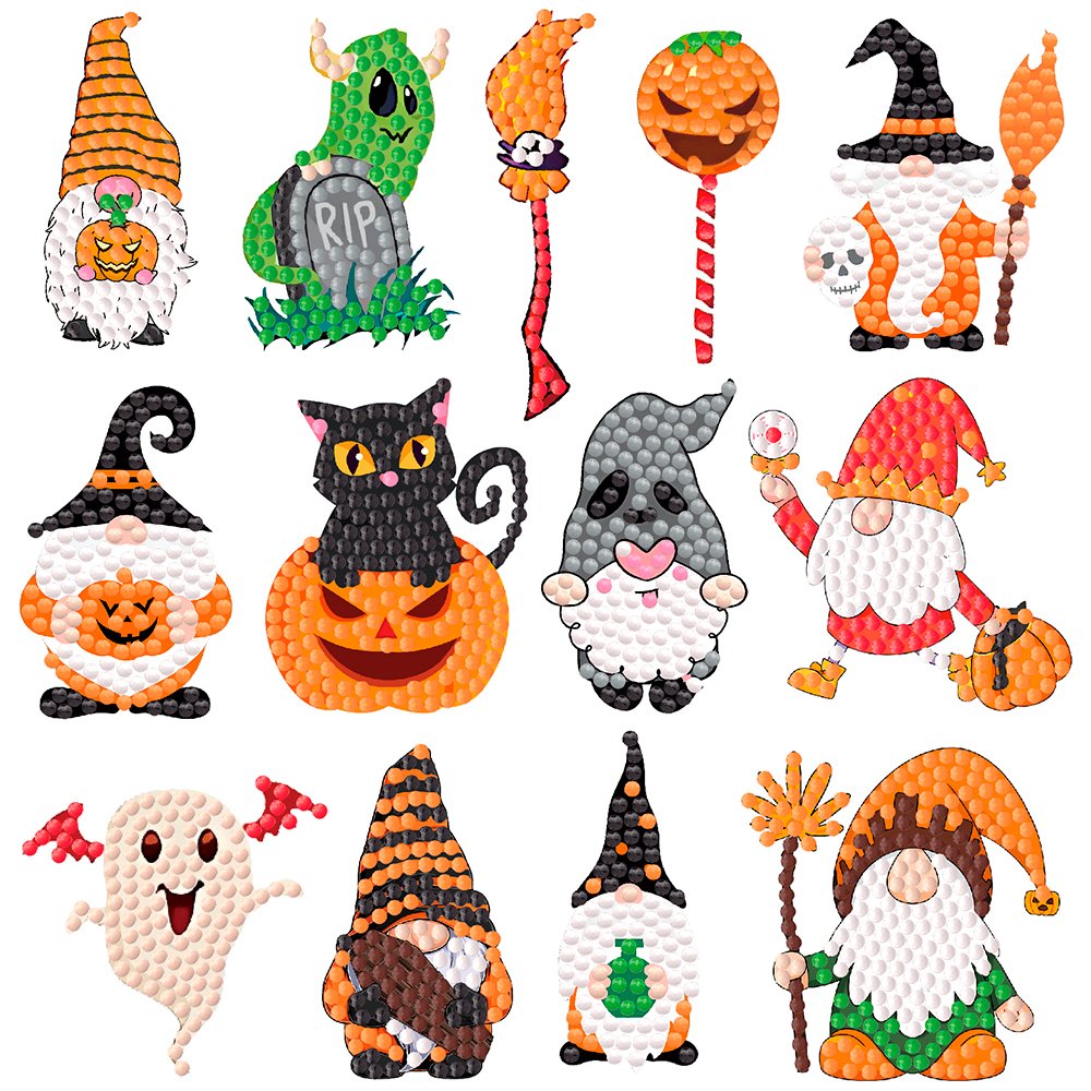 Halloween Children's Diamond Art Kit Gemstone Crafts Creative DIY Children's Diamond Pumpkin Lantern Stickers Gift Decoration