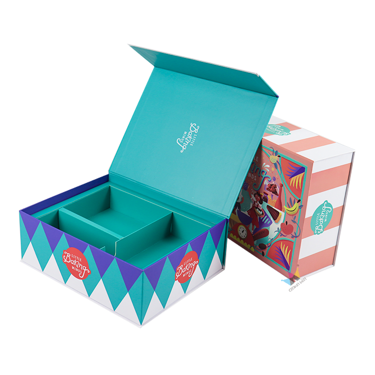custom recycle rigid cardboard cartoon game packaging box christmas ornament magnet closure gift paper box with eva insert
