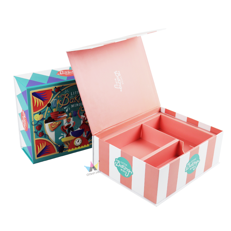 custom recycle rigid cardboard cartoon game packaging box christmas ornament magnet closure gift paper box with eva insert