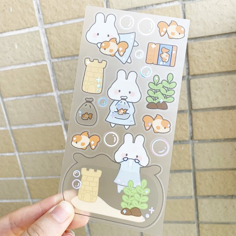 Custom Print Waterproof Removable Korean Transparent Clear Sticker Sheets Clear Backing