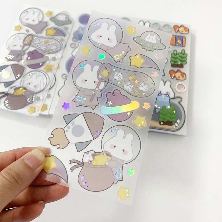 Custom Print Waterproof Removable Korean Transparent Clear Sticker Sheets Clear Backing