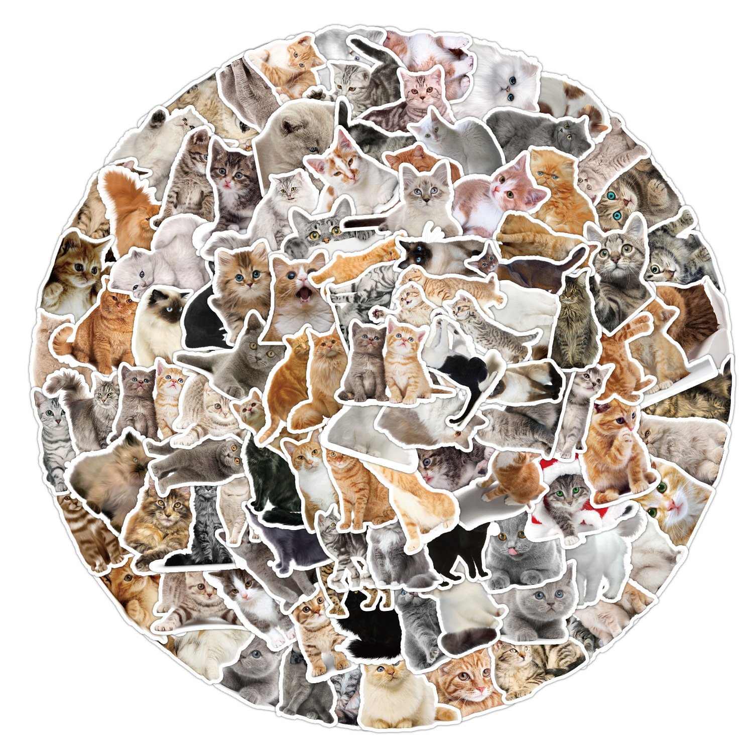 Fangda 100pcs Waterproof Cartoon Style Paper Stickers Cute Kitten and Puppy Graffiti for Mobile Phone Cup Computer Promotion