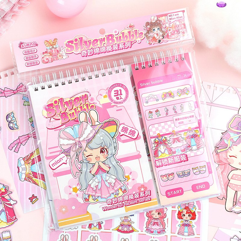 Simno Kawaii Girls Mix and Match Stickers Cute Coil Book Clipping Collage Stationary Scrapbook Match Sticker for DIY Crafts