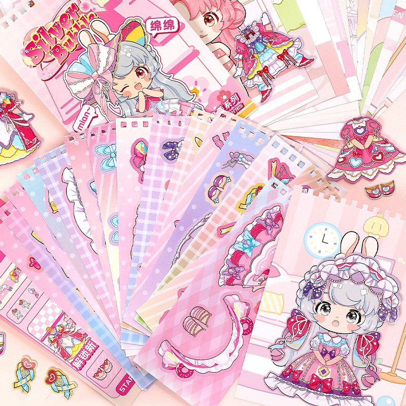 Simno Kawaii Girls Mix and Match Stickers Cute Coil Book Clipping Collage Stationary Scrapbook Match Sticker for DIY Crafts