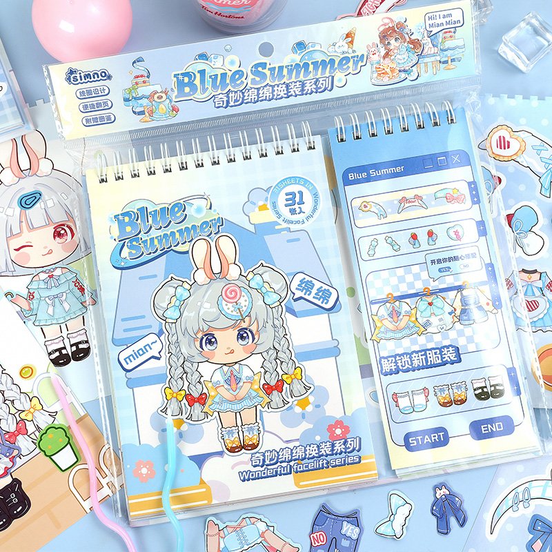 Simno Kawaii Girls Mix and Match Stickers Cute Coil Book Clipping Collage Stationary Scrapbook Match Sticker for DIY Crafts