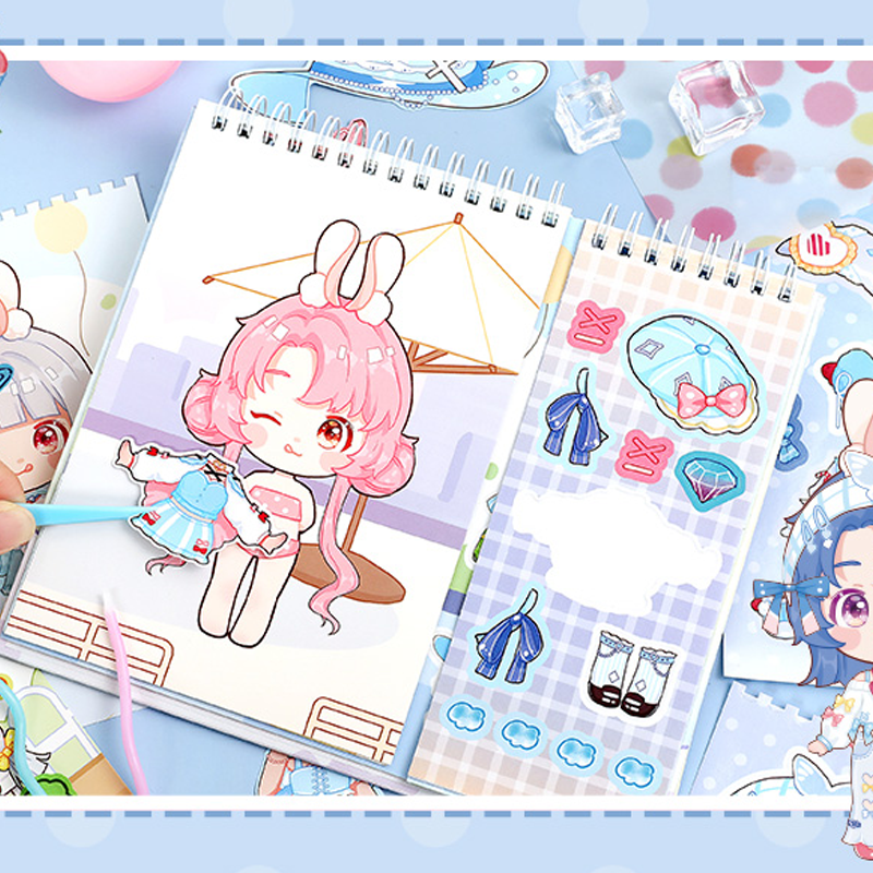 Simno Kawaii Girls Mix and Match Stickers Cute Coil Book Clipping Collage Stationary Scrapbook Match Sticker for DIY Crafts