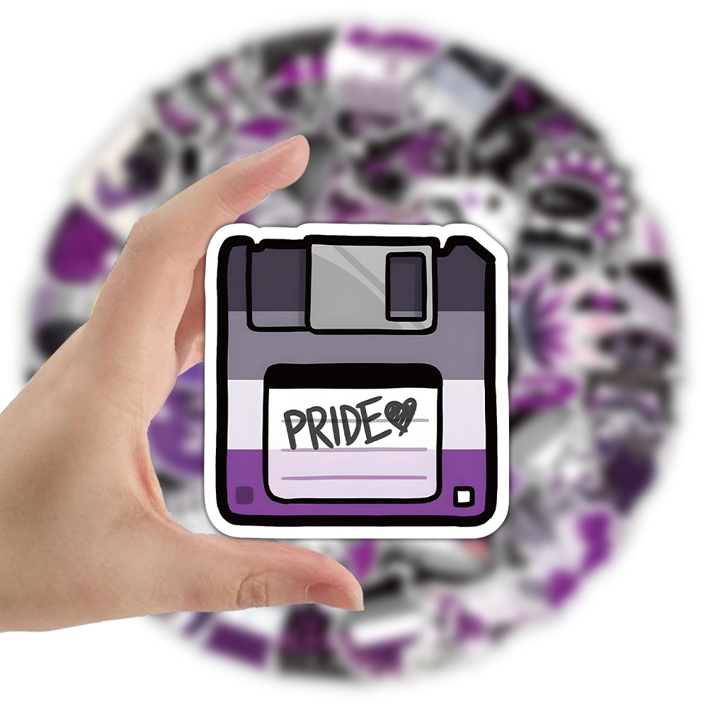50pcs Cartoon Asexual Sticker for Water Bottle Laptop Vinyl Sticker Custom Cute Waterproof Trendy Decals DIY Asexuality Sticker
