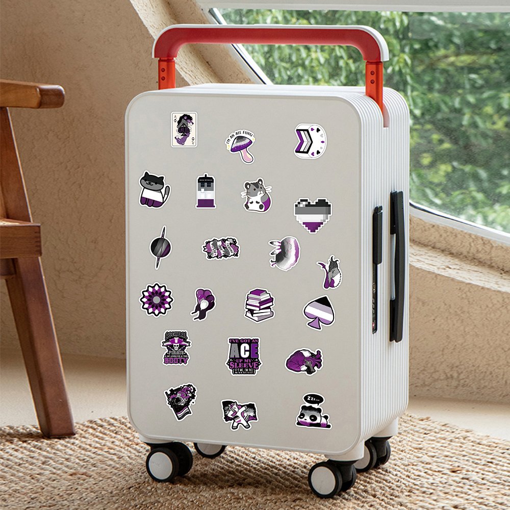 50pcs Cartoon Asexual Sticker for Water Bottle Laptop Vinyl Sticker Custom Cute Waterproof Trendy Decals DIY Asexuality Sticker