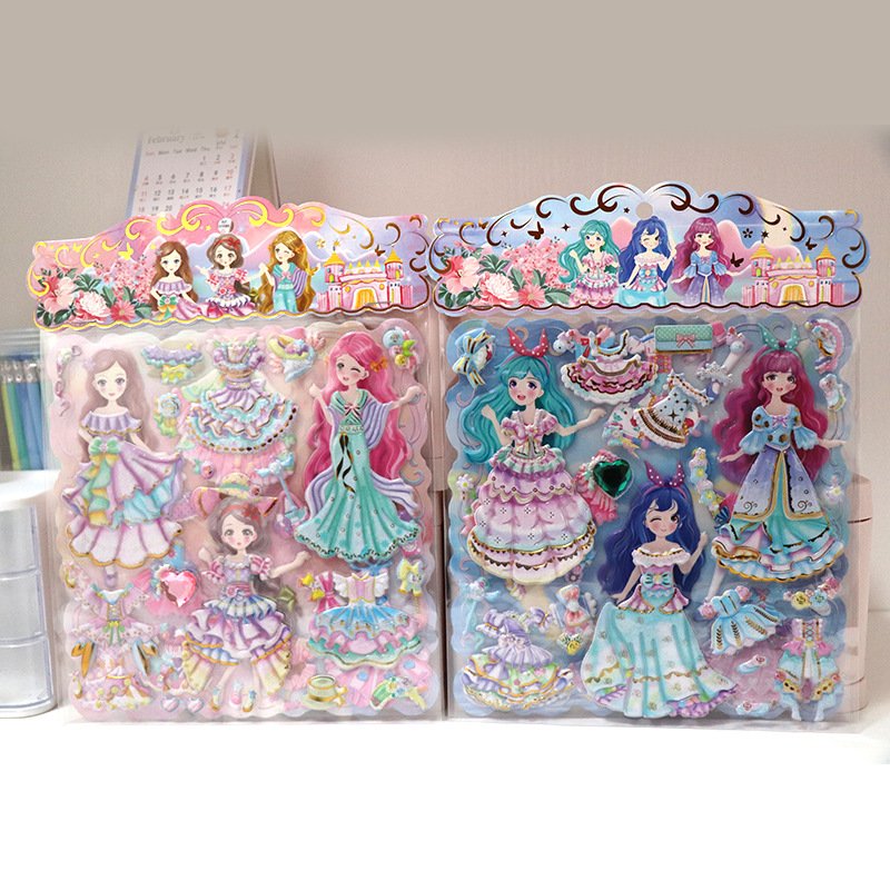 Hot Selling Kawaii Cute Cartoon Custom 3D Foam Puffy Sticker Sheet Dress Up Sticker For Kids