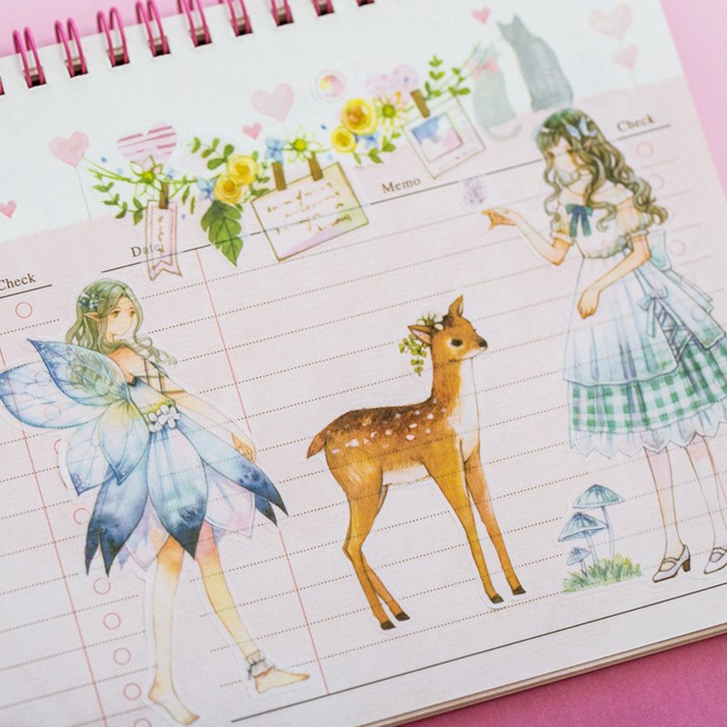 6 sheet/packDeer Fairy Elf Girl Stickers DIY Hand Account Diary Decorative Self-adhesive Student Paper Sticker Label