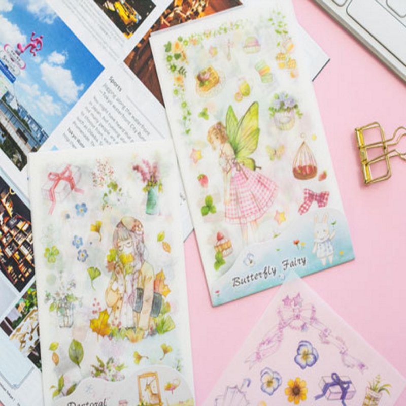 6 sheet/packDeer Fairy Elf Girl Stickers DIY Hand Account Diary Decorative Self-adhesive Student Paper Sticker Label