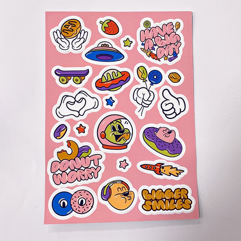 Cartoon Decorative Label Stickers,Vinyl Self-adhesive Waterproof Cartoon Custom Stickers