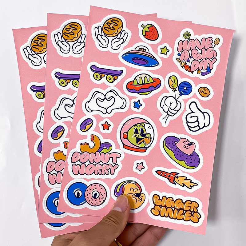 Cartoon Decorative Label Stickers,Vinyl Self-adhesive Waterproof Cartoon Custom Stickers