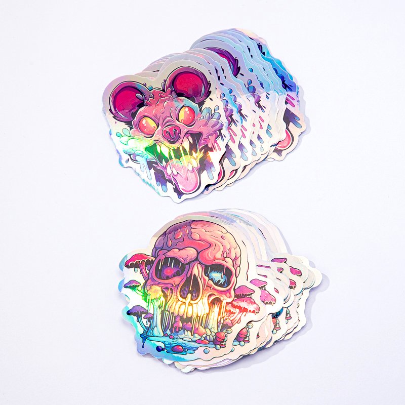 Custom Manufacturer Design Print Paper Outdoor Label Logo Decorative Adhesive Glitter Hologram Holographic Sticker