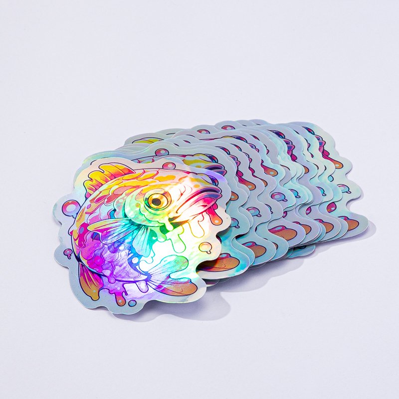 Custom Manufacturer Design Print Paper Outdoor Label Logo Decorative Adhesive Glitter Hologram Holographic Sticker
