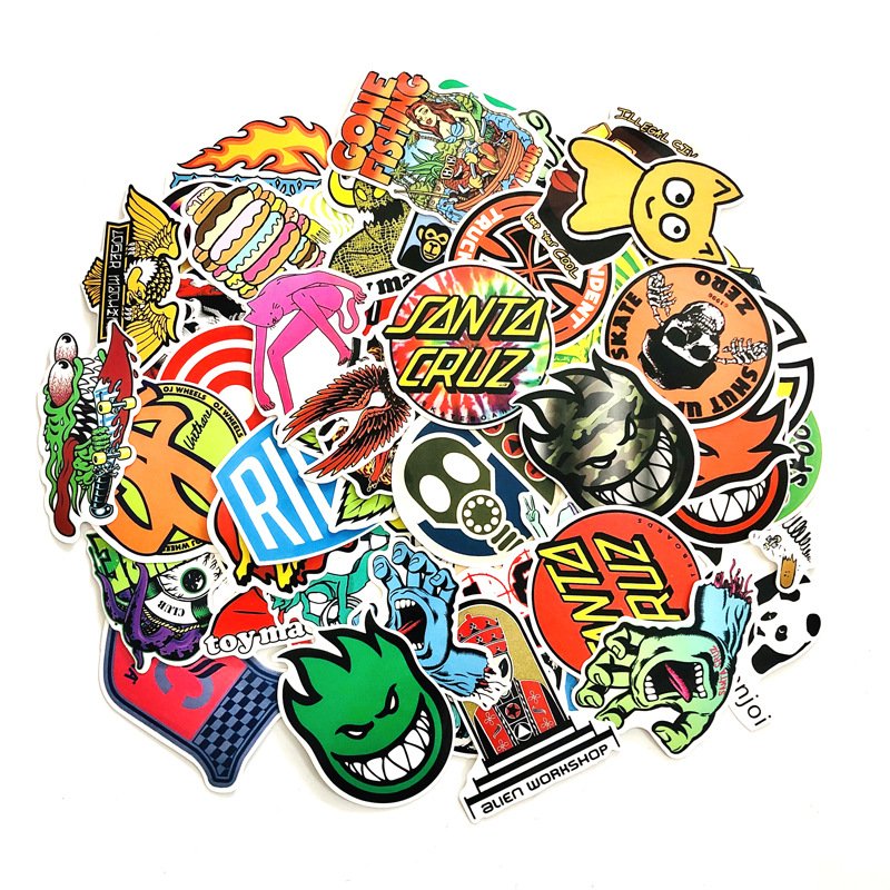 Mixed Funny Skateboard wholesale large custom die cut logo fashion anime waterproof sticker for Laptop Luggage Bags Handbag