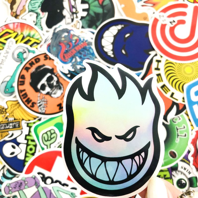 Mixed Funny Skateboard wholesale large custom die cut logo fashion anime waterproof sticker for Laptop Luggage Bags Handbag