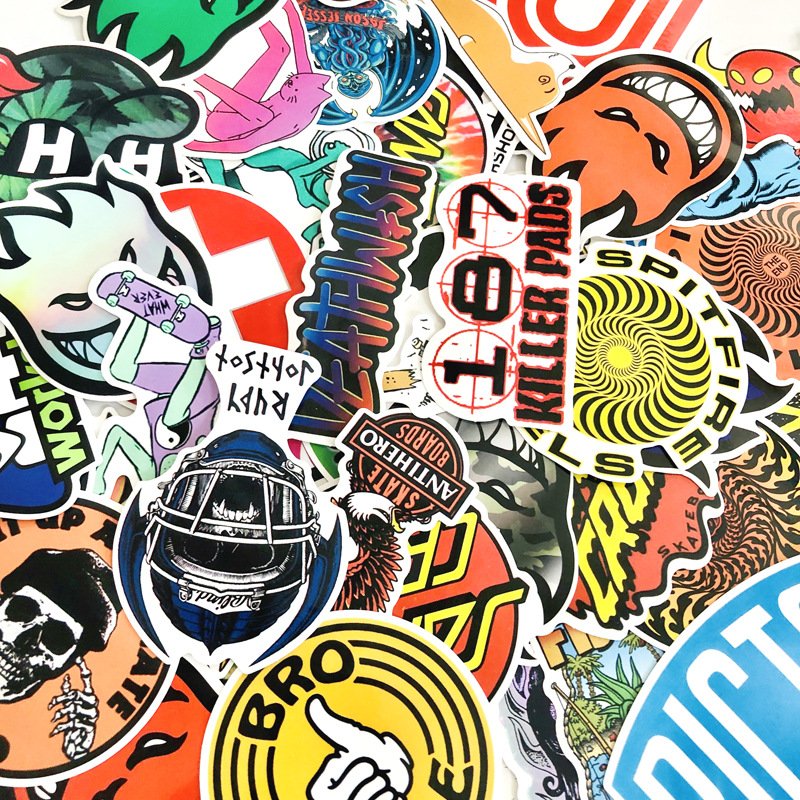 Mixed Funny Skateboard wholesale large custom die cut logo fashion anime waterproof sticker for Laptop Luggage Bags Handbag