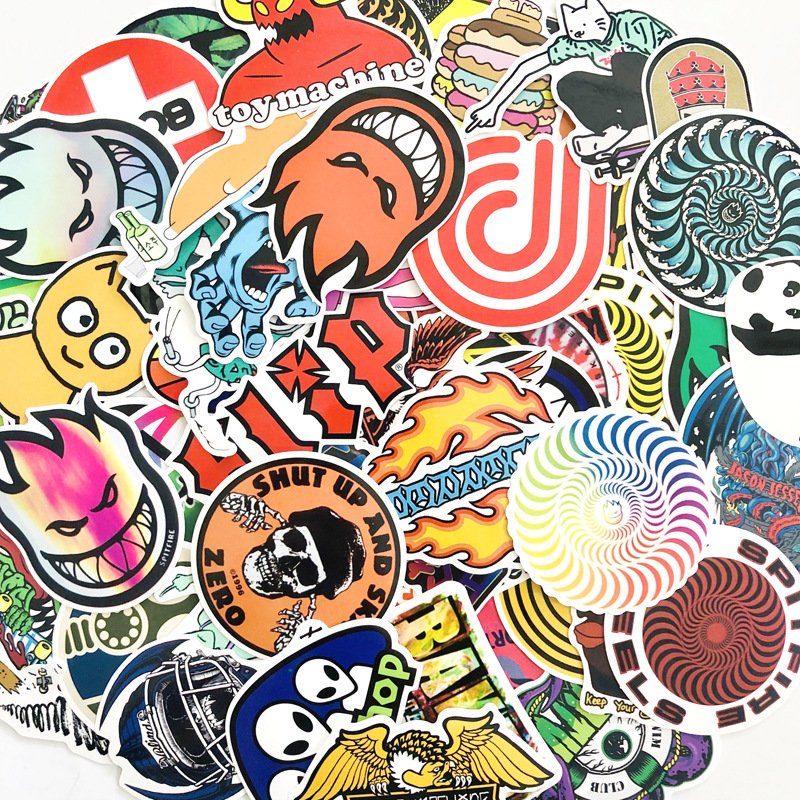 Mixed Funny Skateboard wholesale large custom die cut logo fashion anime waterproof sticker for Laptop Luggage Bags Handbag
