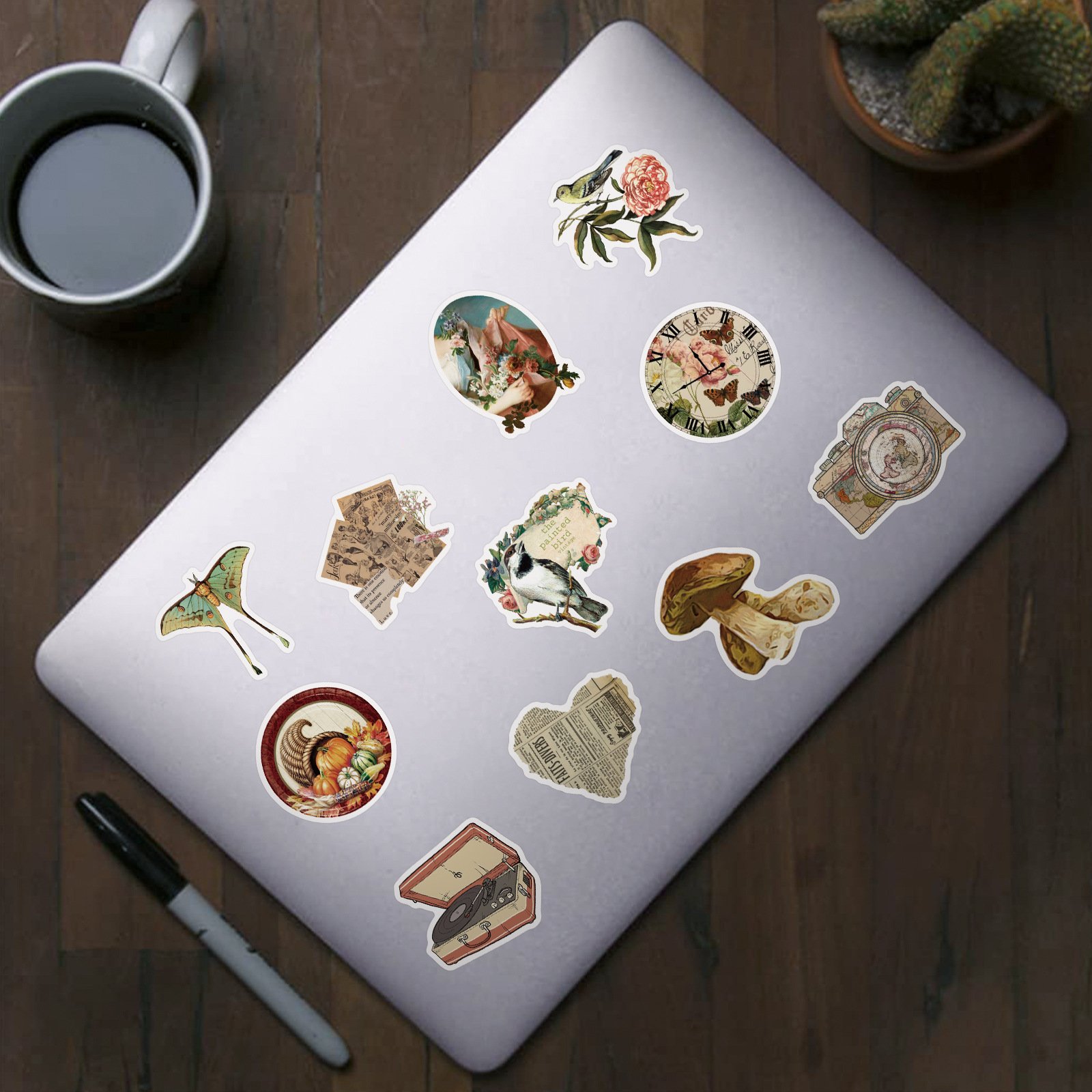 Wholesale Custom 50PCS Stickers PVC Decorative Laptop Notebook Cartoon Cute Vintage Girls Confession Waterproof Stickers