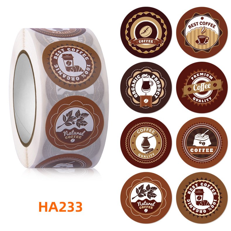 Cute cartoon Coffee drink ice cream cold drink juice roll self-adhesive label decoration sealing logo decorative sticker