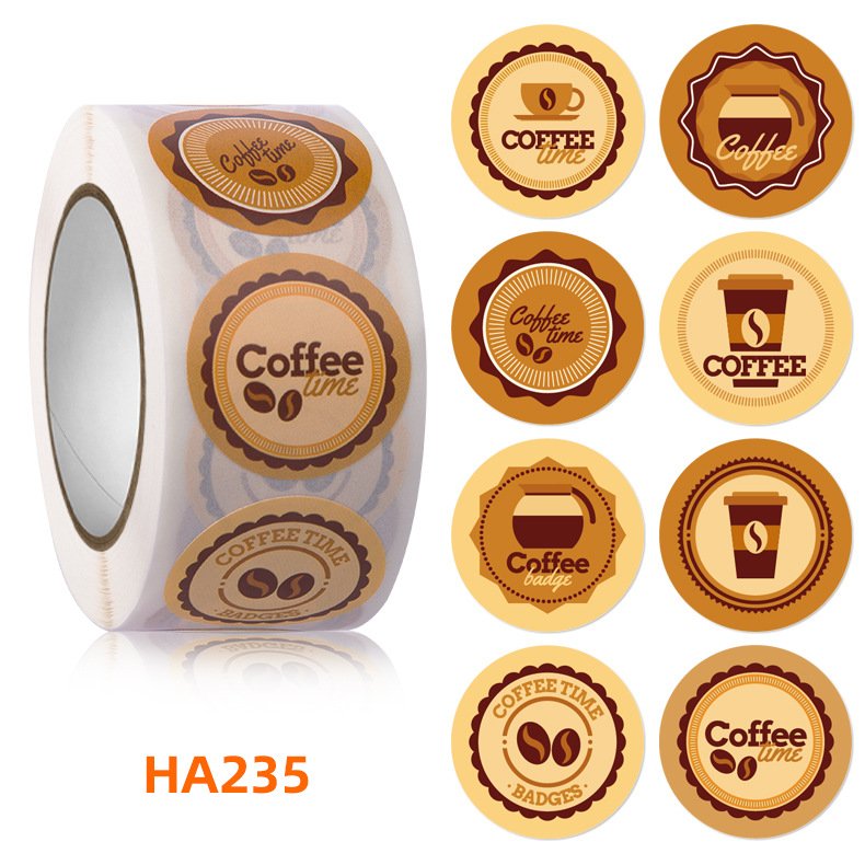 Cute cartoon Coffee drink ice cream cold drink juice roll self-adhesive label decoration sealing logo decorative sticker