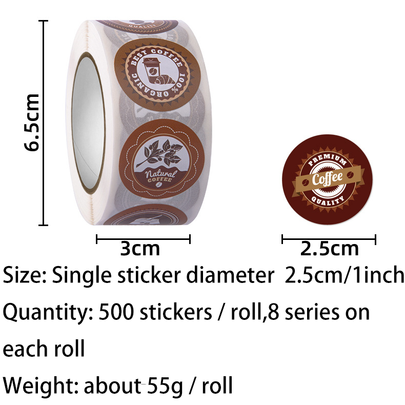 Cute cartoon Coffee drink ice cream cold drink juice roll self-adhesive label decoration sealing logo decorative sticker