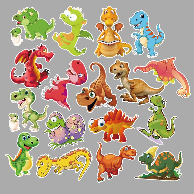 Die Cut Dinosaur Cartoon Graffiti Stickers Waterproof for Promotion for Insurance for Travel Boxes Skateboards