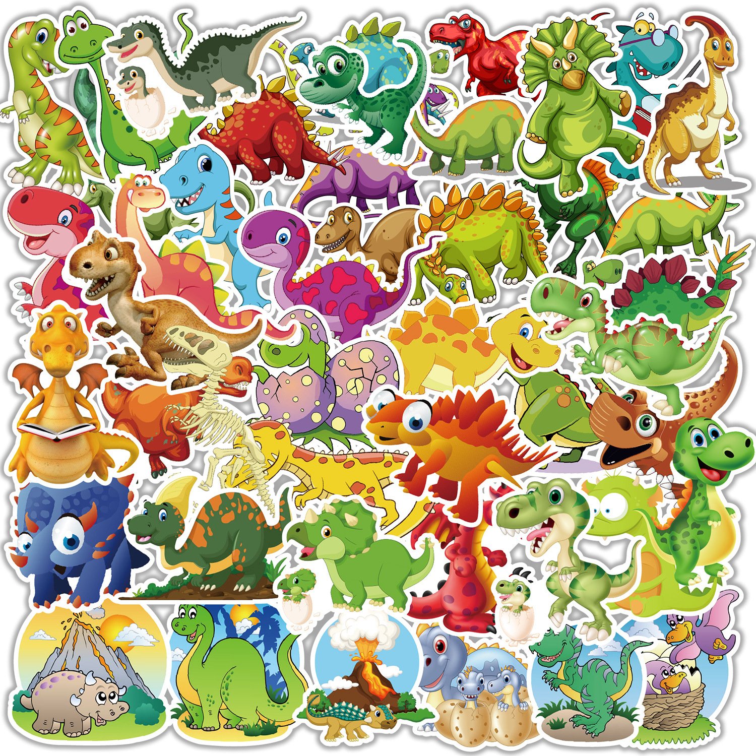 Die Cut Dinosaur Cartoon Graffiti Stickers Waterproof for Promotion for Insurance for Travel Boxes Skateboards
