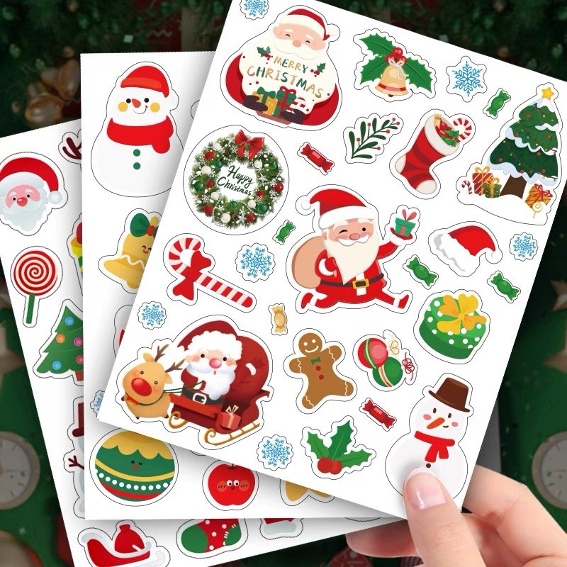 Christmas Kraft Tag Stickers Self Adhesive Christmas Gift Tags to Holiday Labels Stickers Christmas Sticker Label Roll