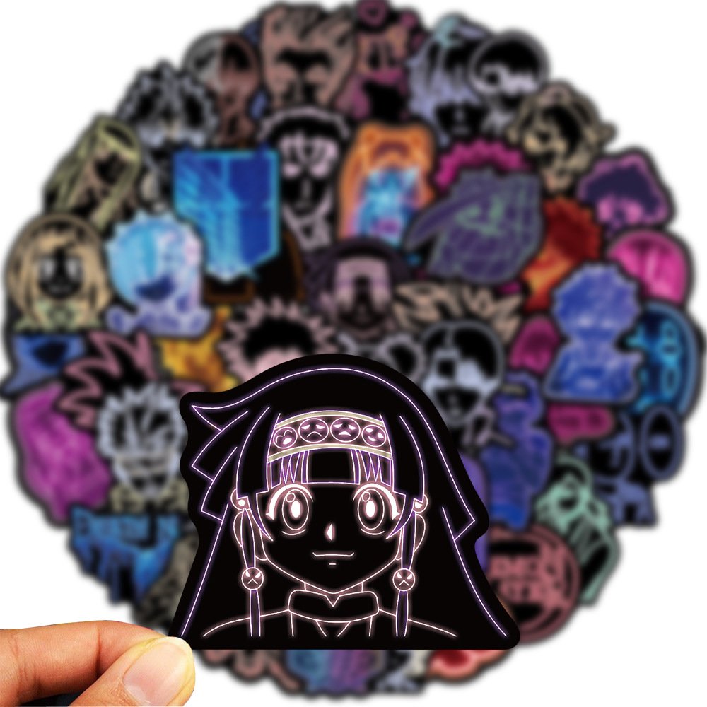50pcs anime neon mixed decoration stickers suitcase notebook waterproof removable paste Paintings cartoon sticker wholesale