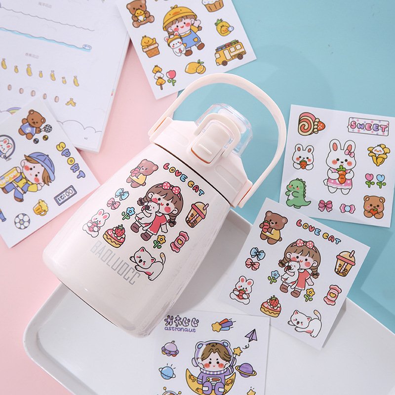 Cute Stickers Cartoon Thermos Cup Creative Handbook Mobile Phone Stickers Student Water Through Ming PVC Sticker