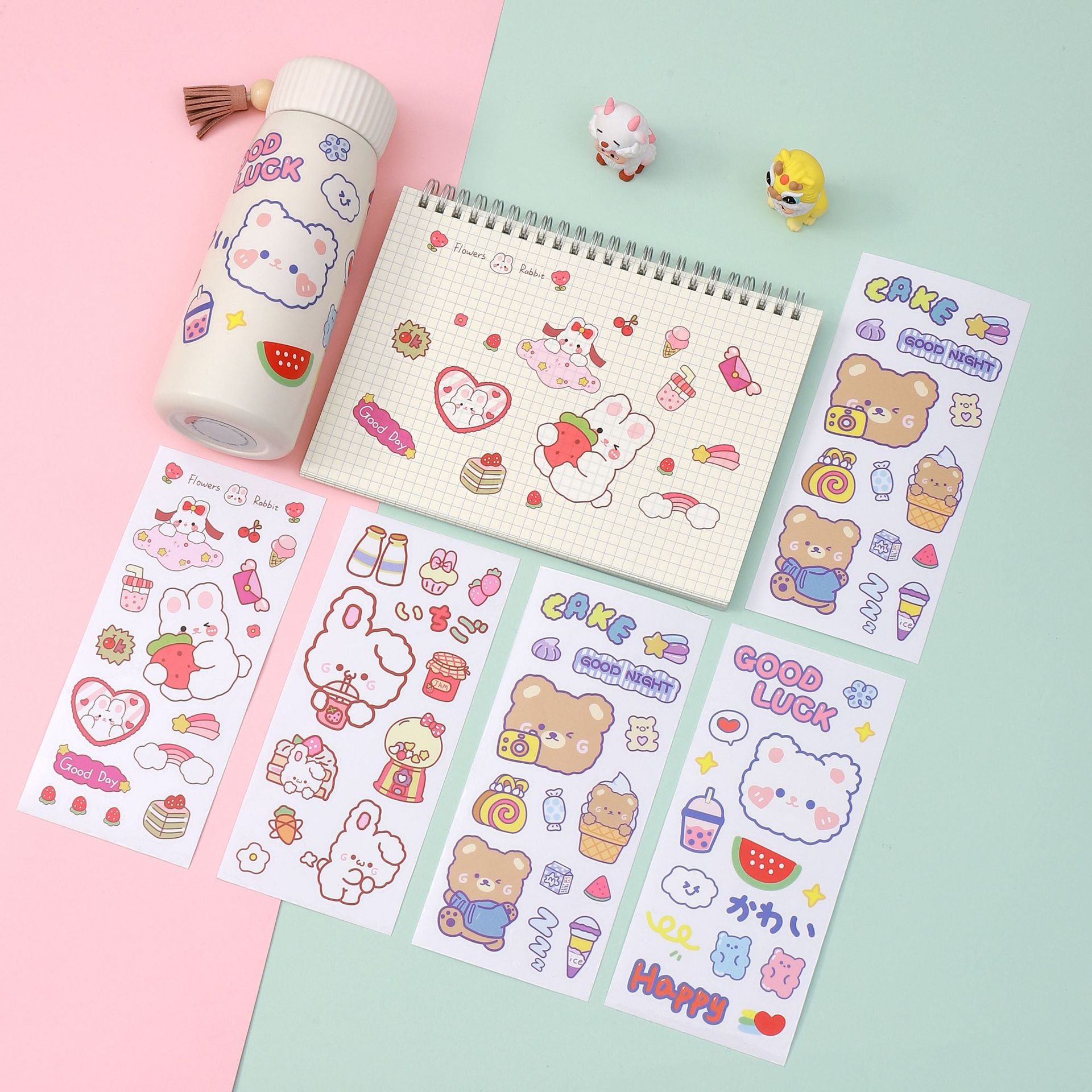 Cute Stickers Cartoon Thermos Cup Creative Handbook Mobile Phone Stickers Student Water Through Ming PVC Sticker