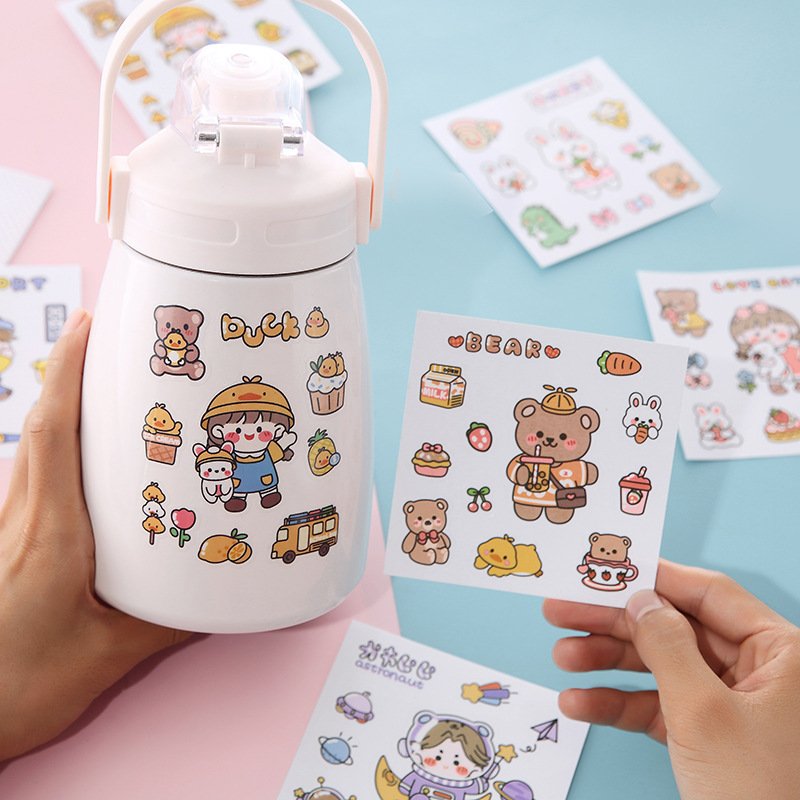 Cute Stickers Cartoon Thermos Cup Creative Handbook Mobile Phone Stickers Student Water Through Ming PVC Sticker