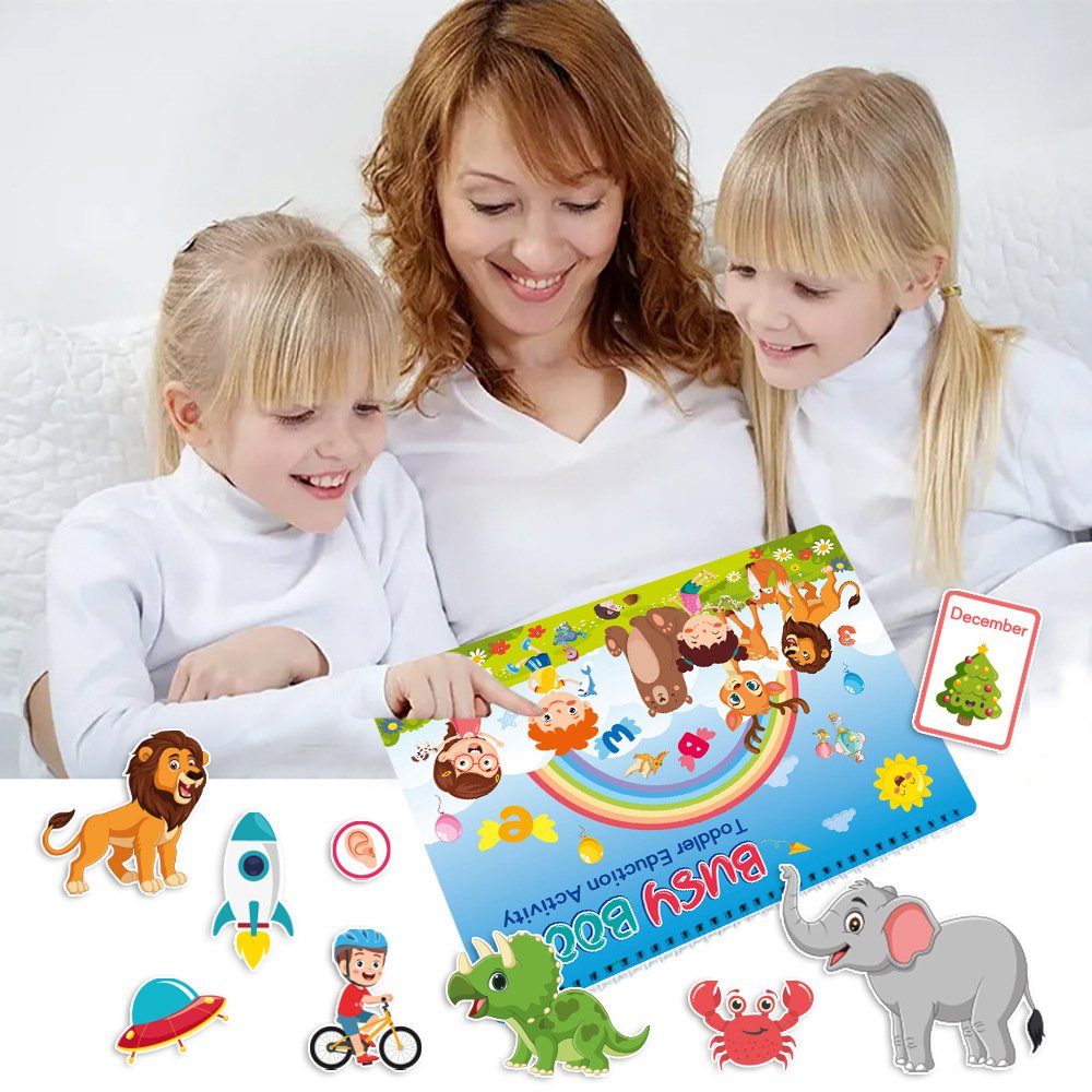 Wholesales 16 Themes Baby Cartoon Sticker Interactive Spiral Binding Quiet Book Children Montessori Busy Book For Kids