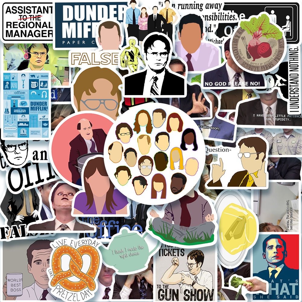 50pcs Funny The Office Graffiti Sticker Diy Decoration Diray Skateboard Luggage Water Cup Pvc Material Waterproof Toy Stickers