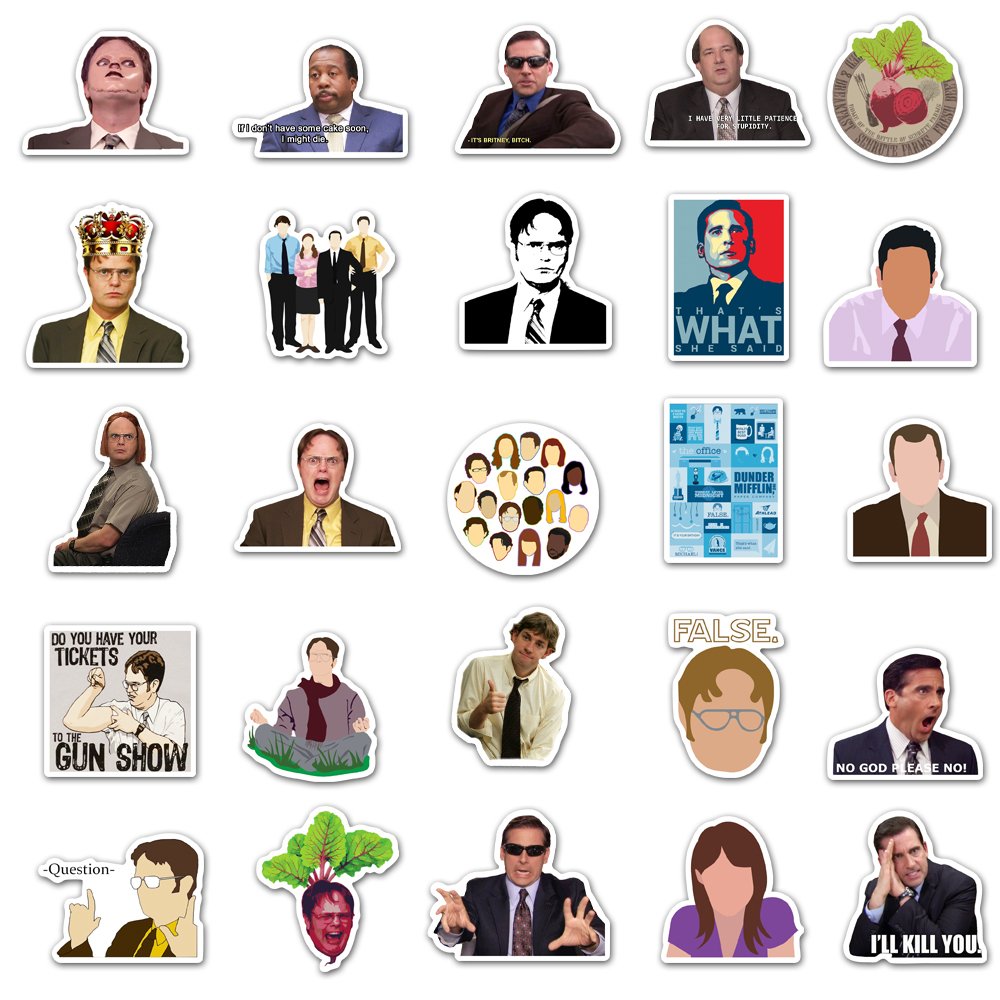 50pcs Funny The Office Graffiti Sticker Diy Decoration Diray Skateboard Luggage Water Cup Pvc Material Waterproof Toy Stickers